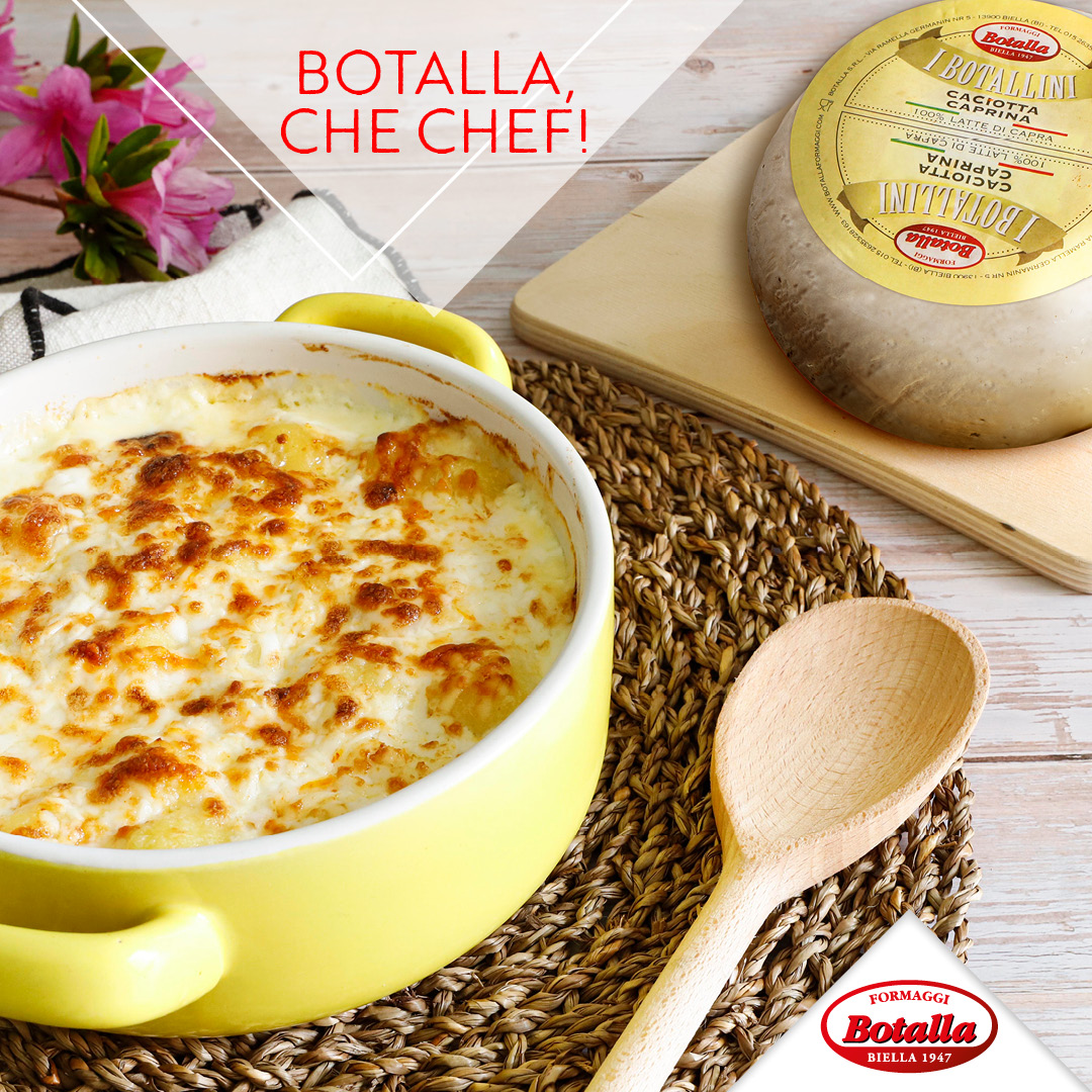 Gratin di gnocchi alla crema di Caciotta Caprina