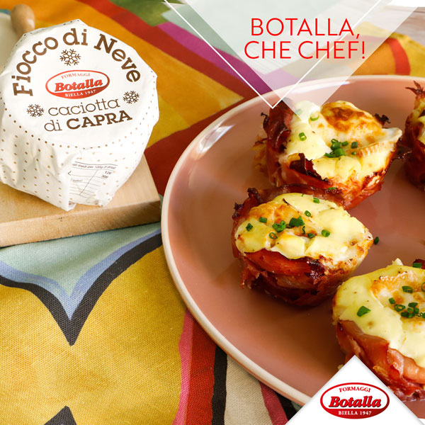 Cestini di formaggio Fiocco di Neve e prosciutto