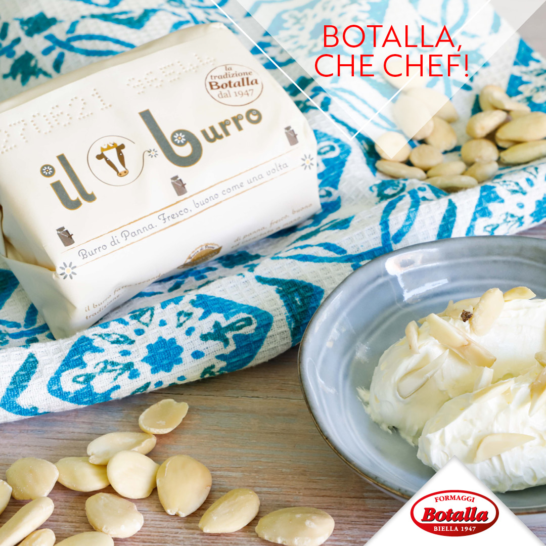 Burro composto al formaggio piccante e mandorle