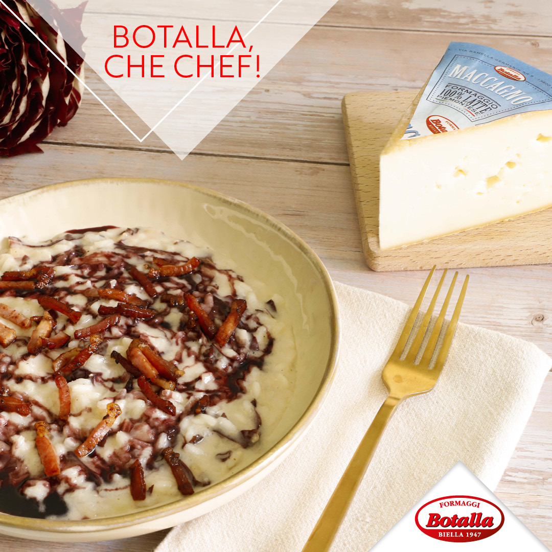 Risotto al radicchio, speck e Maccagno