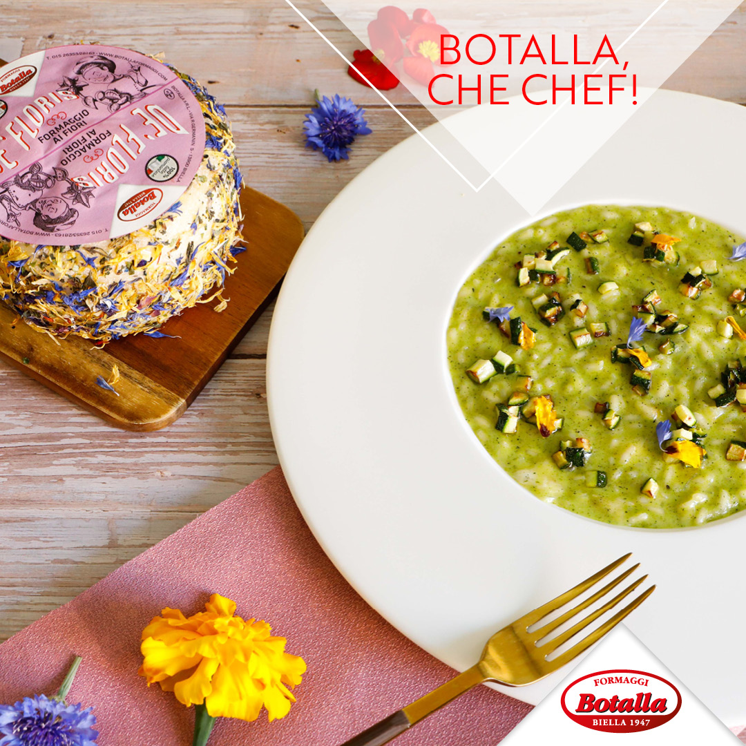 Risotto zucchine e formaggio ai fiori